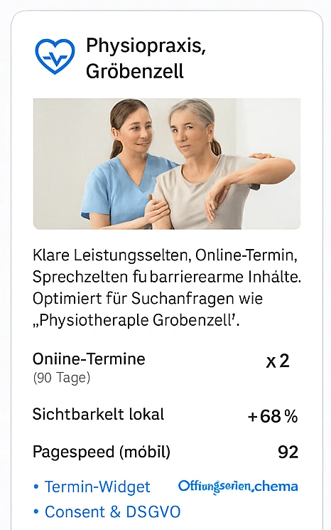 Website für Physiopraxis in Gröbenzell – Terminbuchung & Barrierearmut