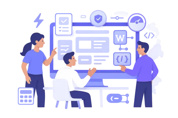 Modernes Webdesign – Team arbeitet an Website
